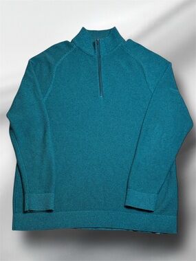 Lululemon Men's Textured Knit Half-Zip Sweater Jasper Green Teal est XL